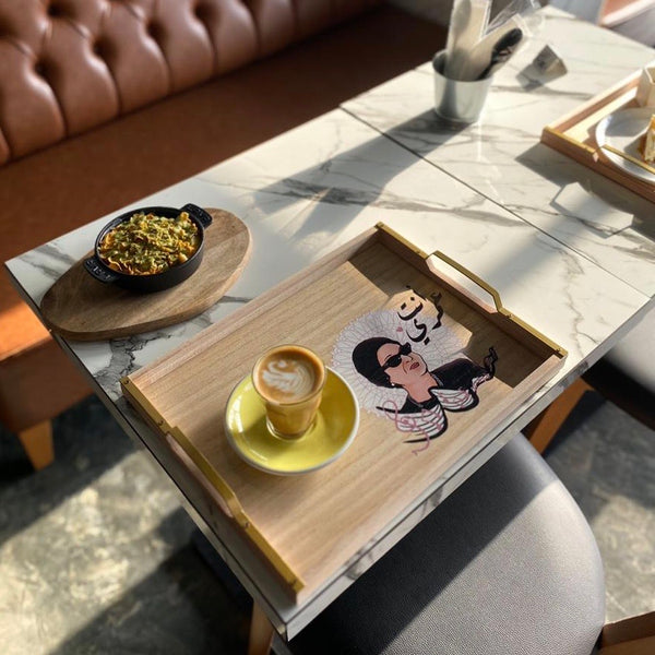 Morning wooden tray | صينية خشب صباحية